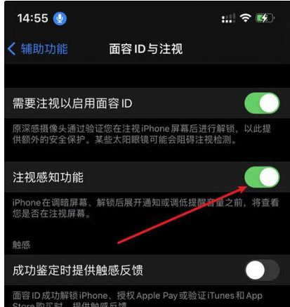 细水乡苹果14维修网点分享iPhone14注视感知功能有什么用 